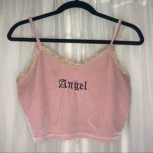 “ANGEL” y2k Velvet Crop Top